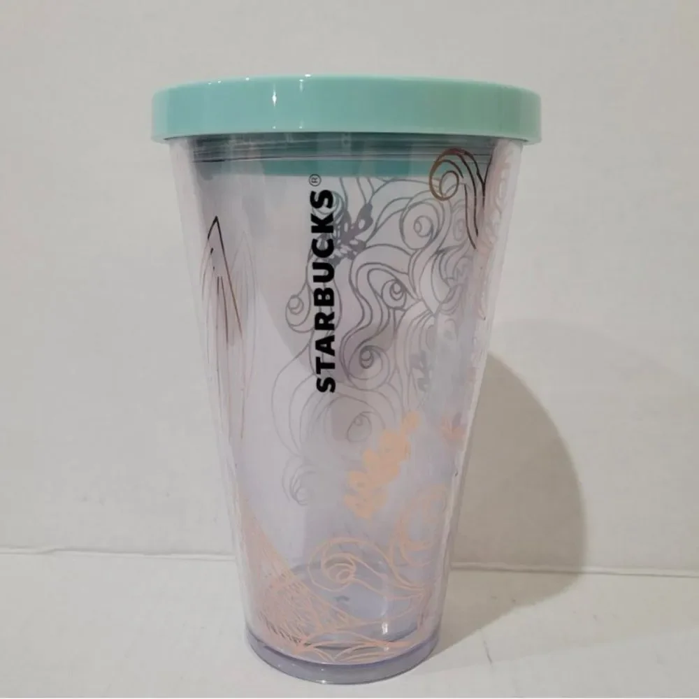 RARE STARBUCKS 2018 Holiday Rose Gold Mermaid Clear Cup Tumbler 16 oz. Brand new